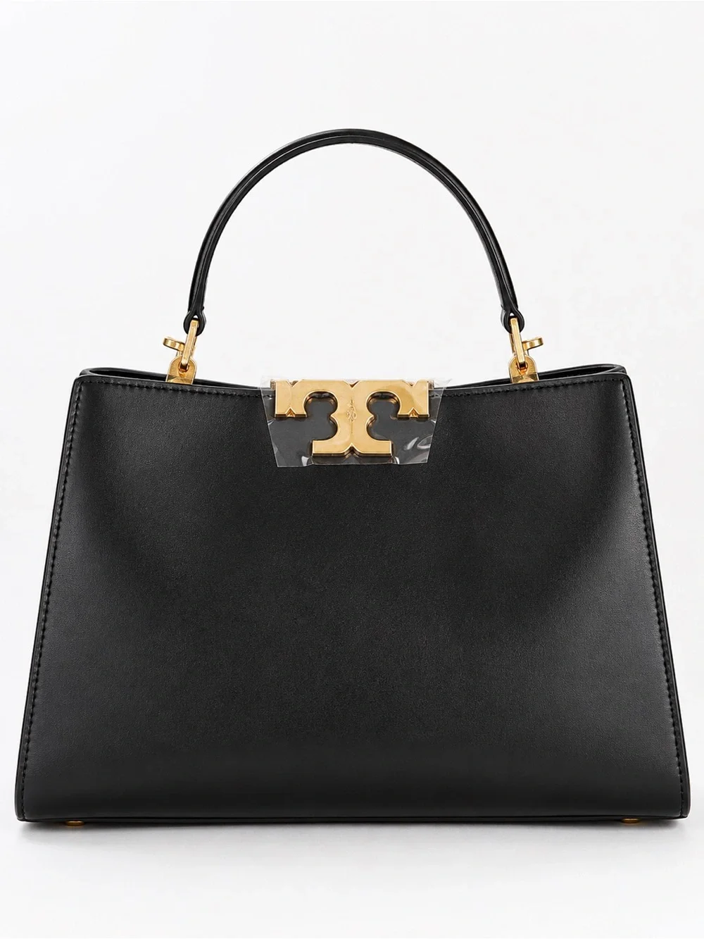 Tory Burch Eleanor Satchel Black Leather Gold Logo Shoulder Bag NWT $795